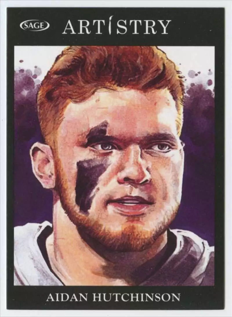 Aidan Hutchinson 2022 Sage Artistry Black Border Series Mint Rookie Card #91