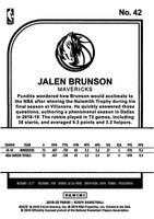 Jalen Brunson 2019 2020 NBA Hoops Series Mint Card #42
