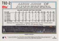Aaron Judge 2021 Topps Update 1992 Topps Redux Series Mint Card #T92-2
