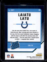 Laiatu Latu 2024 Donruss Optic Purple Shock Rated Rookie Series Mint Card #267
