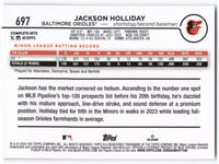 Jackson Holliday 2024 Topps Factory Set Variation Series Mint Rookie Card #697
