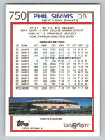 Phil Simms 1992 Topps Series Mint Card #750 from the High Number Set
