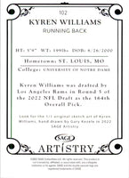 Kyren Williams 2022 Sage Artistry Series Mint Rookie Card #102
