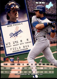 Mike Piazza 1994 Donruss Leaf Series Mint Card #436