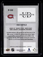 Cole Caufield 2024 2025 Upper Deck UD Portraits Series Mint Card #P-30
