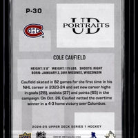 Cole Caufield 2024 2025 Upper Deck UD Portraits Series Mint Card #P-30