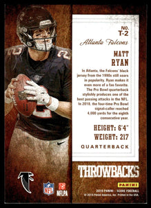 Matt Ryan 2019 Score Throwbacks Mint Card #T2