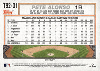 Pete Alonso 2021 Topps Update 1992 Topps Redux Series Mint Card #T92-31
