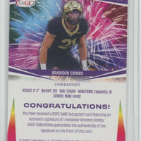 Branson Combs 2025 SAGE Autograph Series Mint Rookie Card #A-BC