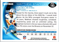 Matthew Stafford 2010 Topps Series Mint Card #183
