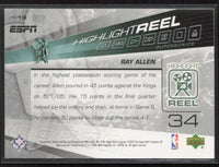Ray Allen 2005 2006 Upper Deck ESPN Highlight Reel Series Mint Card #HR19
