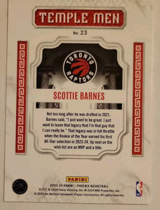 Scottie Barnes 2023 2024 Panini Phoenix Temple Men Series Mint Card #23