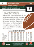 Eli Manning 2008 Stadium Club Series Mint Card #6
