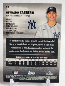 Oswaldo Cabrera 2023 Stadium Club Series Mint Rookie Card #93