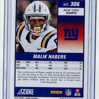 Malik Nabers 2024 Panini Score Series Mint Rookie Card #306