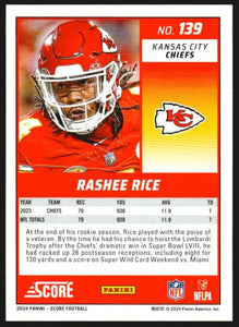 Rashee Rice 2024 Panini Score Series Mint Card #139