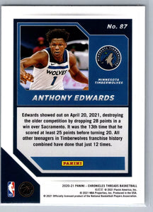 Anthony Edwards 2020 2021 Panini Chronicles Threads Series Mint Rookie Card #87