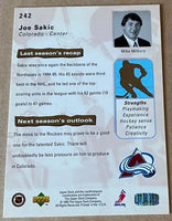 Joe Sakic 1995 1996 Upper Deck Scouting Report Series Mint Card #242
