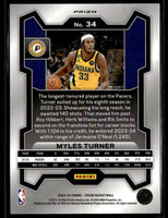 Myles Turner 2023 2024 Panini Prizm Cracked Ice Series Mint Card #34
