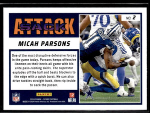 Micah Parsons 2024 Score Sack Attack Series Mint Card #2