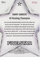 Barry Sanders 2024 SAGE Five Star Silver Series Mint Card #FS-3
