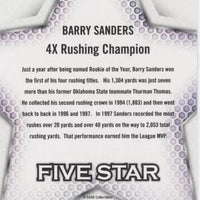 Barry Sanders 2024 SAGE Five Star Silver Series Mint Card #FS-3