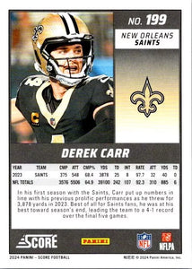 Derek Carr 2024 Panini Score Series Mint Card #199