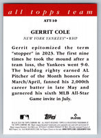 Gerrit Cole 2024 Topps All Topps Team Series Mint Card #ATT-10
