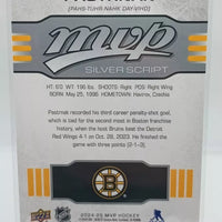 David Pastrnak 2024 2025 Upper Deck MVP Silver Script Mint Card #MR9