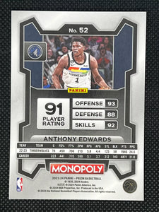 Anthony Edwards 2023 2024 Panini Prizm Monopoly Series Mint Card #52