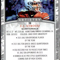 C.J. Stroud 2022 SAGE Artistry Silver Mint Card #36