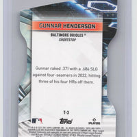 Gunnar Henderson 2023 Topps Stadium Club Triumvirates Die-Cut Series Mint Rookie Card #T-3