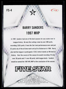 Barry Sanders 2024 SAGE Five Star Silver Series Mint Card #FS-4