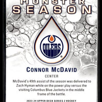 Connor McDavid 2023 2024 Upper Deck Monster Season Mint Card #MS-49