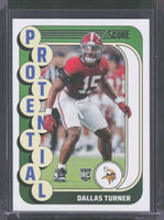 Dallas Turner 2024 Panini Score Protential Series Mint Rookie Card #17
