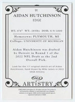 Aidan Hutchinson 2022 Sage Artistry Black Border Series Mint Rookie Card #91
