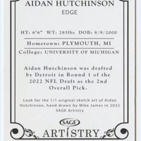 Aidan Hutchinson 2022 Sage Artistry Black Border Series Mint Rookie Card #91