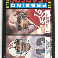 Dan Marino Joe Montana 1985 Topps 1984 NFL Passing Leaders Series Mint Card #192