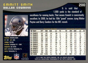 Emmitt Smith 2001 Topps Collection Football Series Mint Card #200