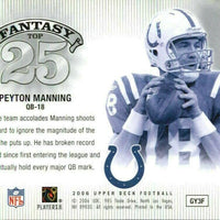 2006 Upper Deck Fantasy Top 25 Insert Set with Tom Brady and Peyton Manning Plus