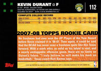 Kevin Durant 2007 2008 Topps Basketball Series Mint Rookie Card #112

