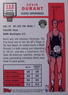 Kevin Durant 2007 2008 Topps Basketball 1957-58 Variations Parallel Ve