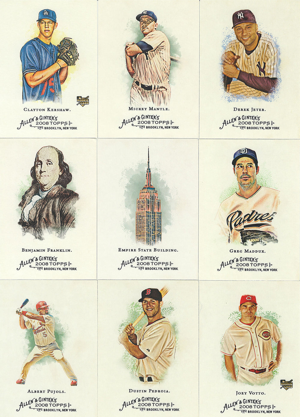 2008 Topps Allen Ginter Baseball Series Complete Mint Basic 300 Card Set (Baseball and Historical Figures!) Loaded with Baseball Stars, Rookies and Hall of Famers including Derek Jeter, Ken Griffey Jr, Mickey Mantle, Clayton Kershaw and Max Scherzer Plus