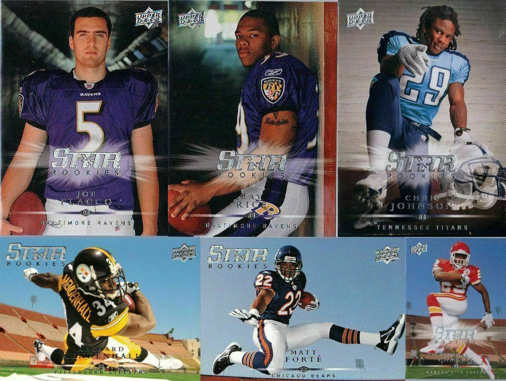 2008 Upper Deck Football Basic 300 Card Set With 100 Rookie Cards including Joe Flacco and Chris Johnson
