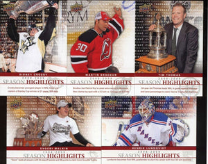 2009 2010 Upper Deck Season Highlights Insert Set with Alexander Ovechkin and Sidney Crosby Plus