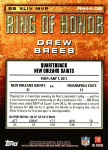Drew Brees 2010 Topps Ring of Honor Super Bowl XLIV MVP  Insert Card #RH44-DB