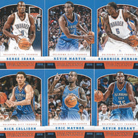 Oklahoma City Thunder 2012 2013  Panini Team Set with Kevin Durant and Russell Westbrook PLUS