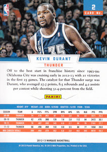 Kevin Durant 2012 2013 Panini Marquee Basketball Series Mint Card #2
