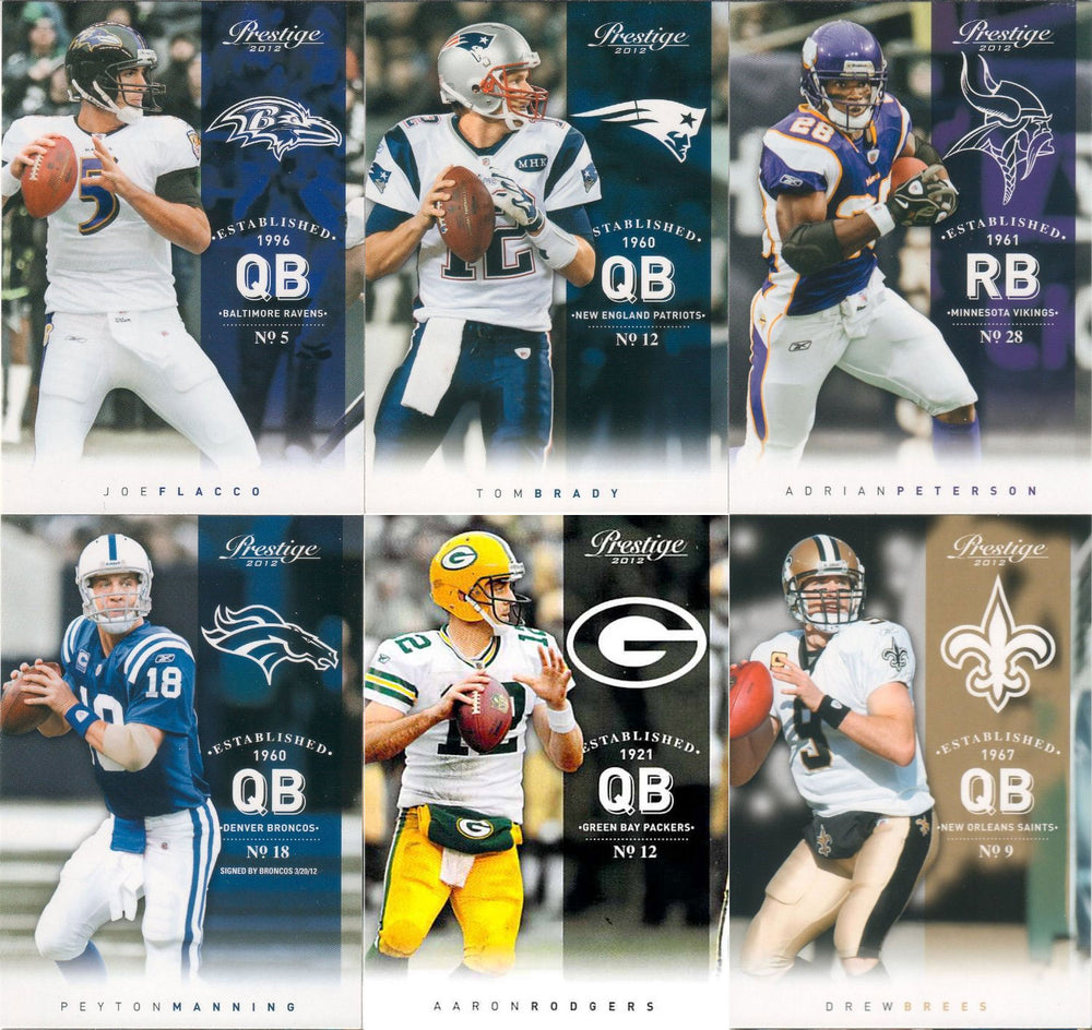 2012 Panini Prestige Football Series Complete Mint 290 Card Set with Rookies including Russell Wilson, Kirk Cousins, Andrew Luck and Ryan Tannehill PLUS