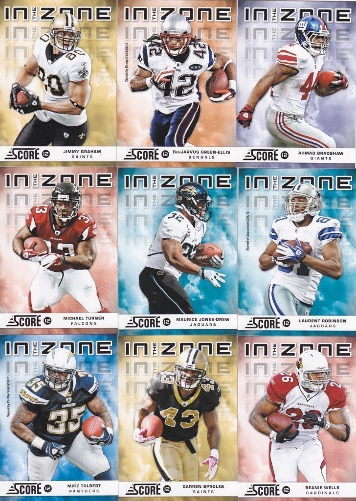 2012 Score In The Zone Complete Mint Insert Set with Newton, Peterson, Gronkowski+